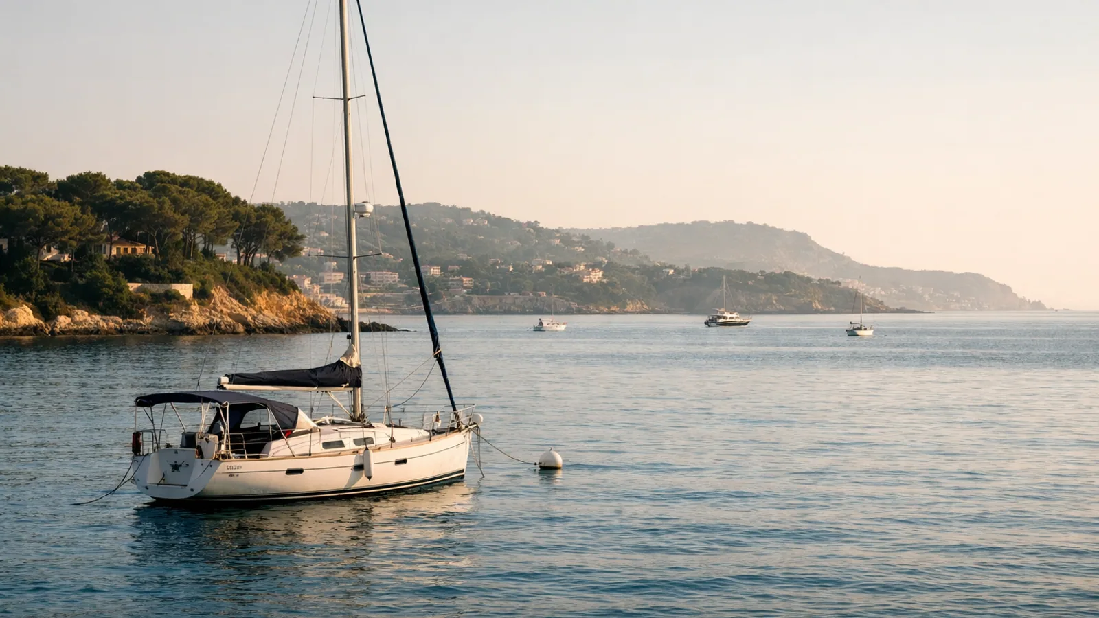 Voilier au mouillage près de Bandol sur la côte méditerranéenne