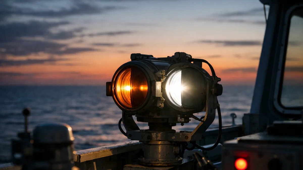 Lampe de signalisation maritime utilisée pour transmettre en morse