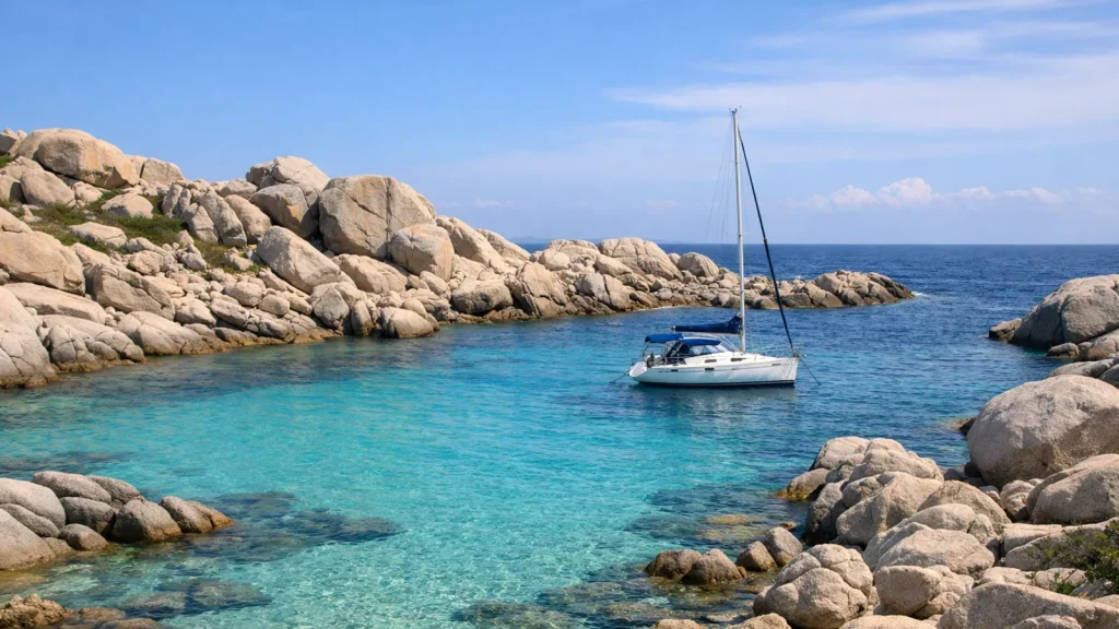 Crique turquoise et rochers de granite aux îles Lavezzi